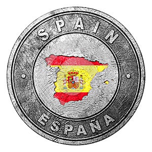 Spain Flag Button with Map