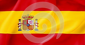 Spain flag. The flag is satin. Relief flag of Spain.