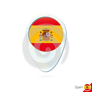 Spain flag location map pin icon on white background