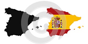 Spain flag map icon set.