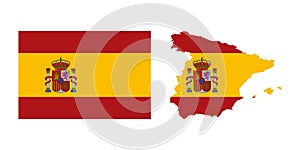Spain flag map icon set.