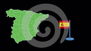 Spain Flag and Map Shape Animation