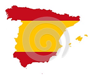 Spain flag in silhouette of the country