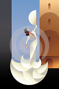 Spain Flamenco dancer on city landscape photo