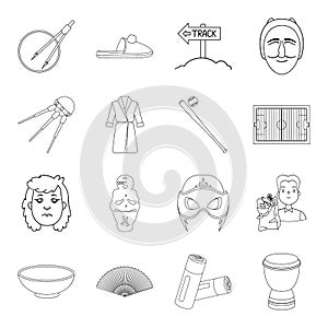 Spain, food, charity and other web icon in outline style.Music, education, sports icons in set collection.