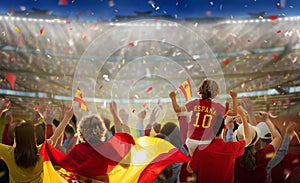 Spain football team supporter on stadium