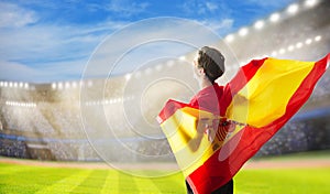 Spain football team supporter on stadium