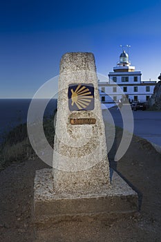 Spain, Galicia, Fisterra, Milestone photo