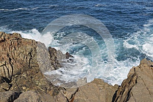 Spain, Galicia, La Coruna, Ocean Waves Breaking