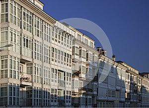 Spain, Galicia, Lugo, Town Houses Facades photo