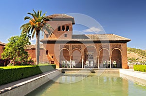 Granada. Alhambra. The Ladies Tower Torre de las Damas. Garden of the Partal. photo