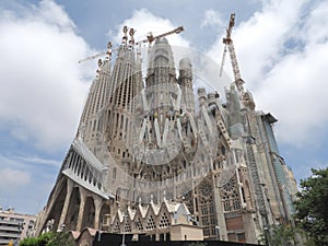 Spain: La Sagrada Familia in Barcelona city is a main tourist attracion
