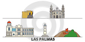 Spain, Las Palmas flat landmarks vector illustration. Spain, Las Palmas line city with famous travel sights, skyline