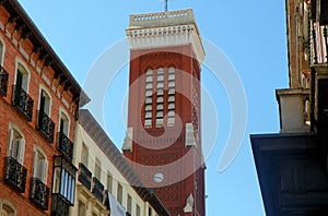 Spain, Madrid, C. de Atocha, 6, church of Saint Cross, church bell tower