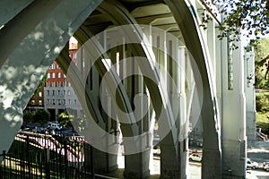 Spain, Madrid, Calle de Segovia, view of the Viaducto de Segovia photo