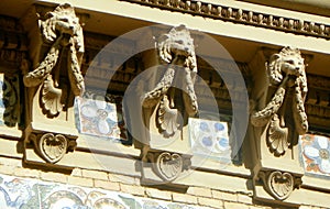 Spain, Madrid, El Retiro Park, Palacio de Velazquez (Velazquez Palace), architectural elements of the palace