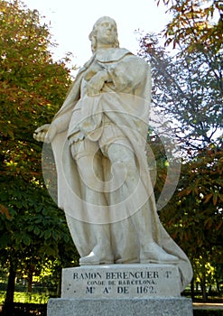 Spain, Madrid, El Retiro Park, Paseo de las Estatuas (Alley of Statues), statue of Ramon Berenguer 4 photo