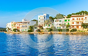 Spain Majorca, coast view of Portopetro harbor village