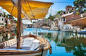 Spain Majorca idyllic fishing port of Cala Figuera Santanyi