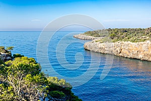 Spain Majorca island, beautiful beach bay Cala Pi, Mediterranean Sea