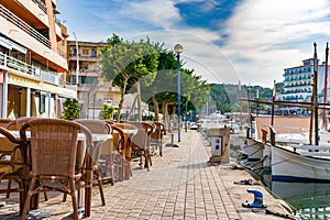 Spain Majorca island, waterfront promenade in Porto Christo