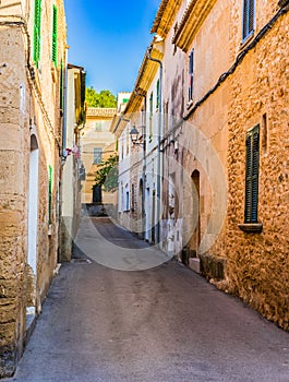 Spain Majorca, narrow street at the old town of Alcudia