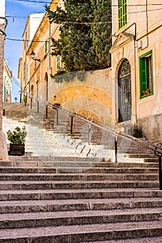 Spain Majorca, staircase steps at the old town of Felanitx