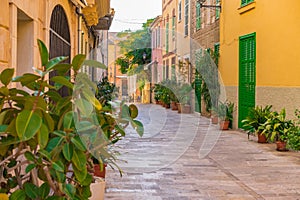 Spain Majorca, street in the old town of Alcudia