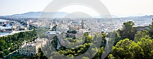 Spain, Malaga, Plaza de Toros, HIGH ANGLE VIEW OF TOWNSCAPE AGAINST SKY