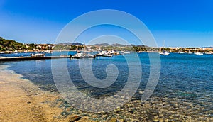 Spain Mallorca, view of Porto Colom harbor marina