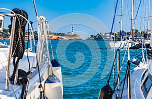 Spain Mallorca, yachts boats at marina of Porto Colom