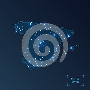 Spain map with cities.