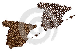 Spain - map of coffee bean photo