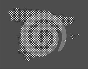 Spain map dot on gray background.  Dotted map of Spain