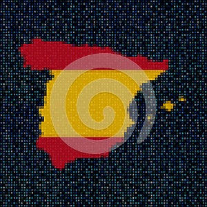 Spain map flag on hex code illustration photo