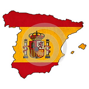 Spain map on Spain flag drawing