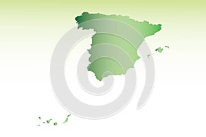 Spain map using green color with dark and light effect vector on light background