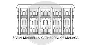 Spain, Marbella, Cathedral Of M, Laga travel landmark vector illustration