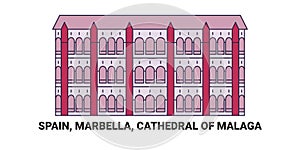 Spain, Marbella, Cathedral Of M, Laga travel landmark vector illustration