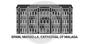 Spain, Marbella, Cathedral Of M, Laga travel landmark vector illustration