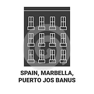 Spain, Marbella, Puerto Jos Bans travel landmark vector illustration