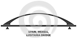 Spain, Merida, Lusitania Bridge travel landmark vector illustration