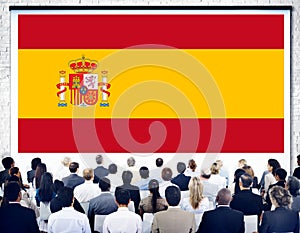 Spain National Flag Seminar Business Concept