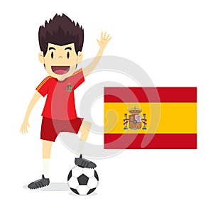 Spain national team cartoon,football World,country flags. 2018 s