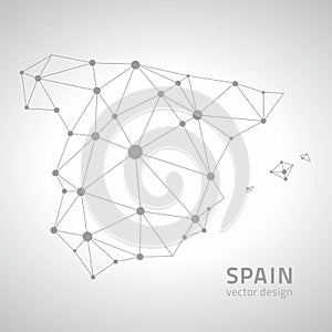 Spain outline dot perspective triangle grey and white vector map