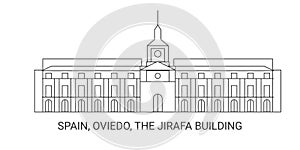 Spain, Oviedo, The Jirafa Building, travel landmark vector illustration