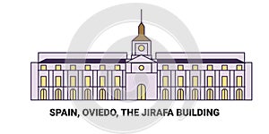 Spain, Oviedo, The Jirafa Building, travel landmark vector illustration