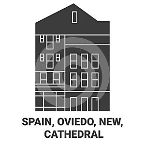 Spain, Oviedo, New Cathedral travel landmark vector illustration