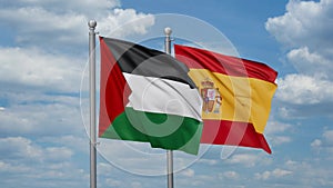 Spain and Palestine two flags