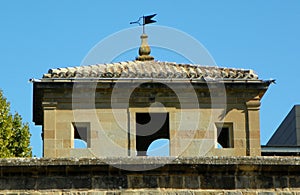 Spain, Pamplona, 1 Av. del Ejercito, Citadel of Pamplona, entrance to the fortress, watchtower with weather vane photo